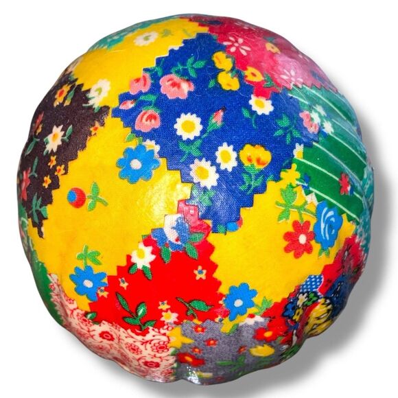 Vintage MAM Originals Patchwork Decoupage Chalkware Mushroom - Picture 3 of 4